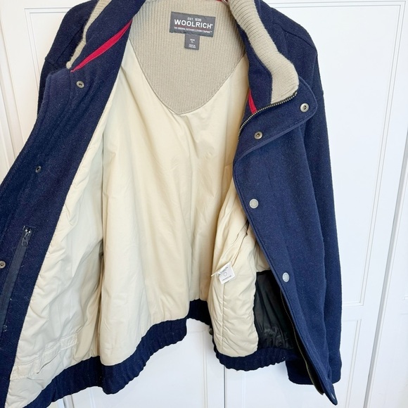 Woolrich Vintage Men’s Wool Navy Blue Bomber Jacket XLarge Warm Winter Coat - Picture 4 of 16